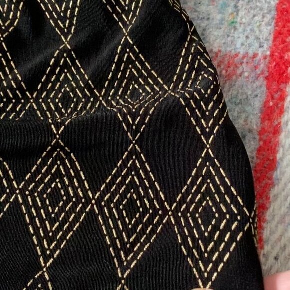 Black/Gold long maxi-style slip on stretch dress Med to Large - Picture 10 of 10